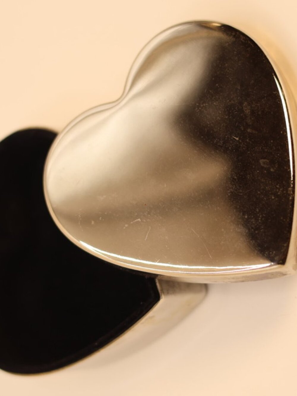Vintage Silver Metal Heart Trinket Box | Velvet Lined